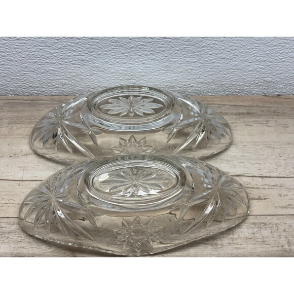 Vtg 1960 Anchor Hocking Star Of David Prescut Glass Small Gondola Bowl Set Of 2 - Picture 2 of 7